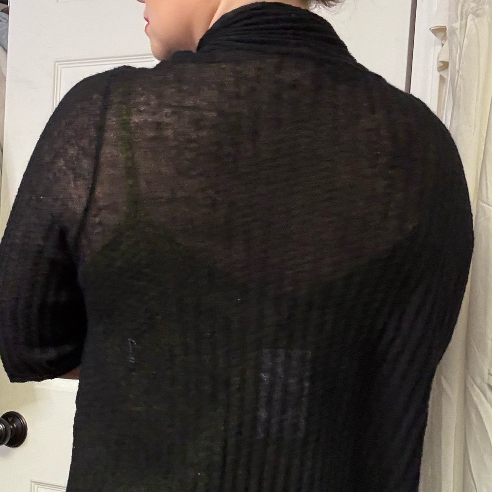 Eileen Fisher Mohair Black Lightweight Open-Front Cardigan Sweater Size Large - Picture 9 of 11